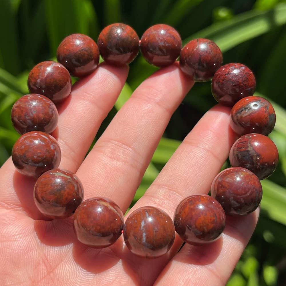 14mm‎ stretchable red moss agate bracelet